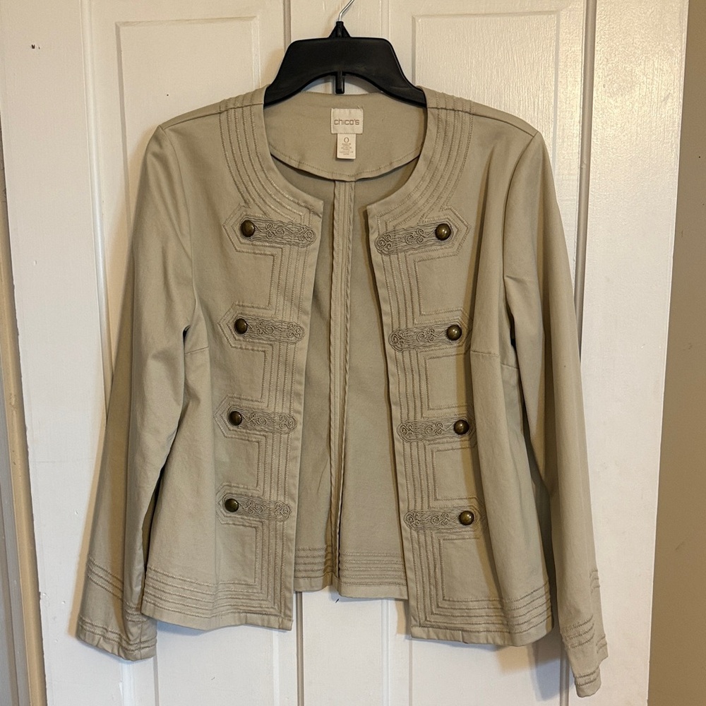 Chico's Khaki Embellished Blazer